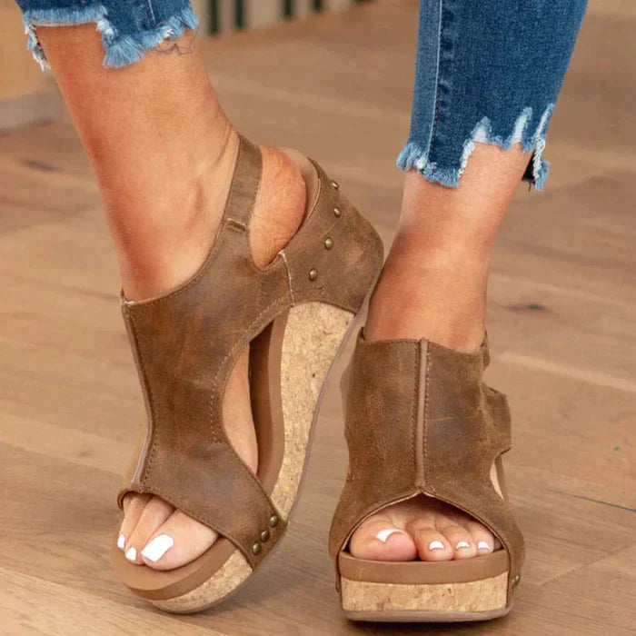 Cut-Out Wedge Sandals | Slingback | Comfortable & Stylish