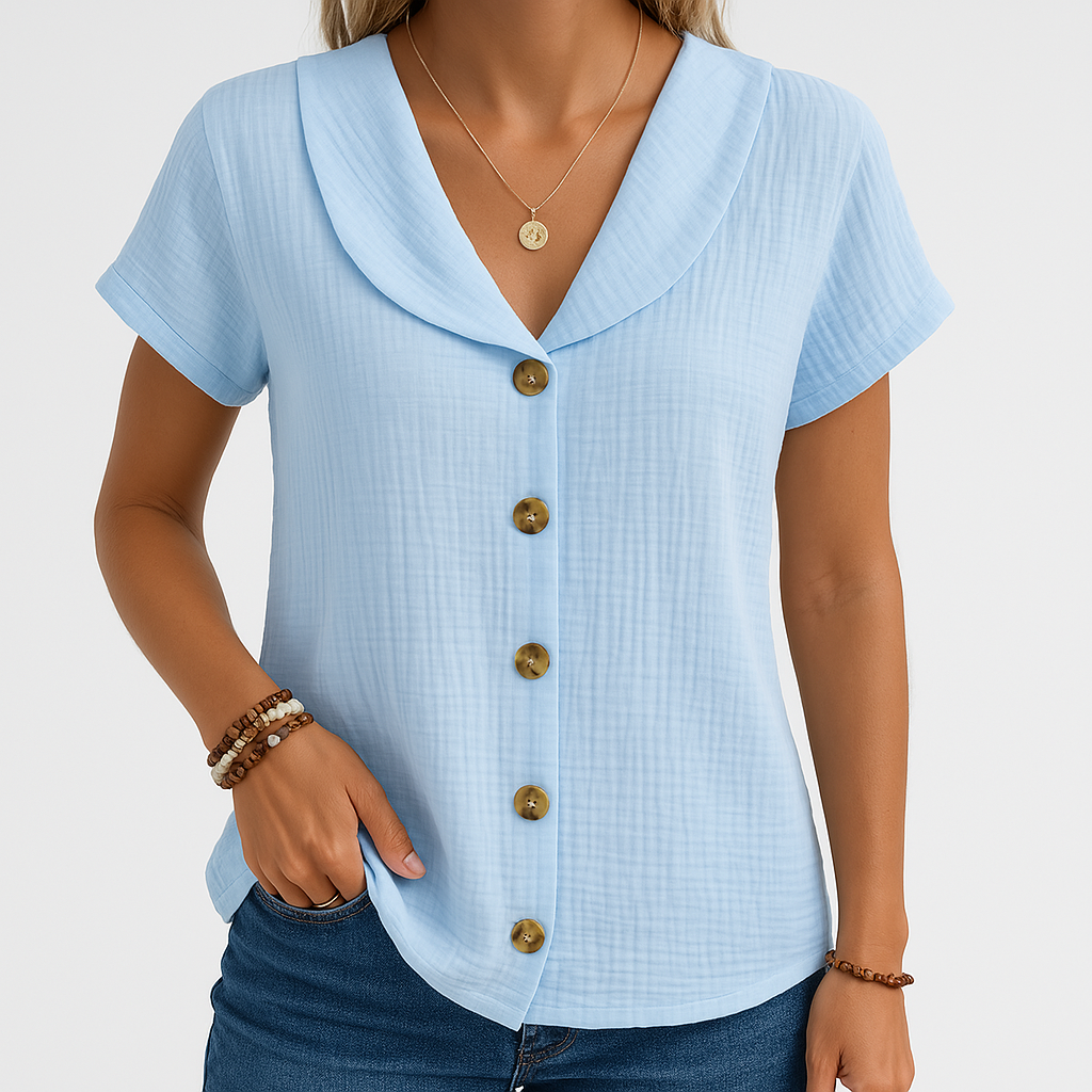 Textured Button-Up Blouse | Cotton | Lightweight and Casual