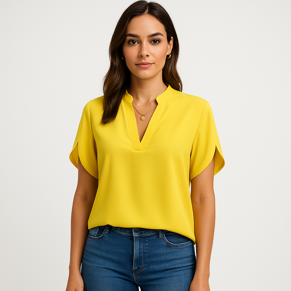 Classic V-Neck Blouse | Silky Polyester | Effortless Sophistication
