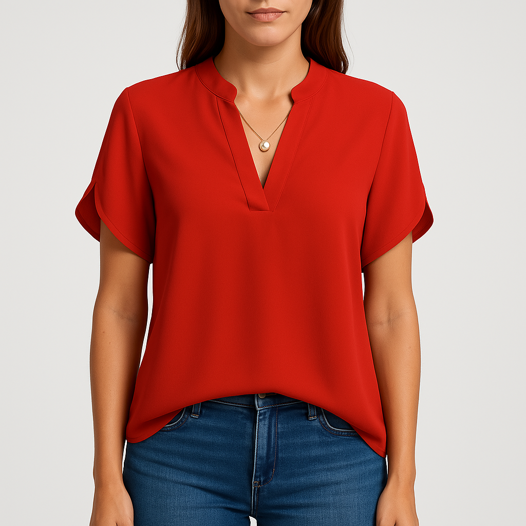 Classic V-Neck Blouse | Silky Polyester | Effortless Sophistication
