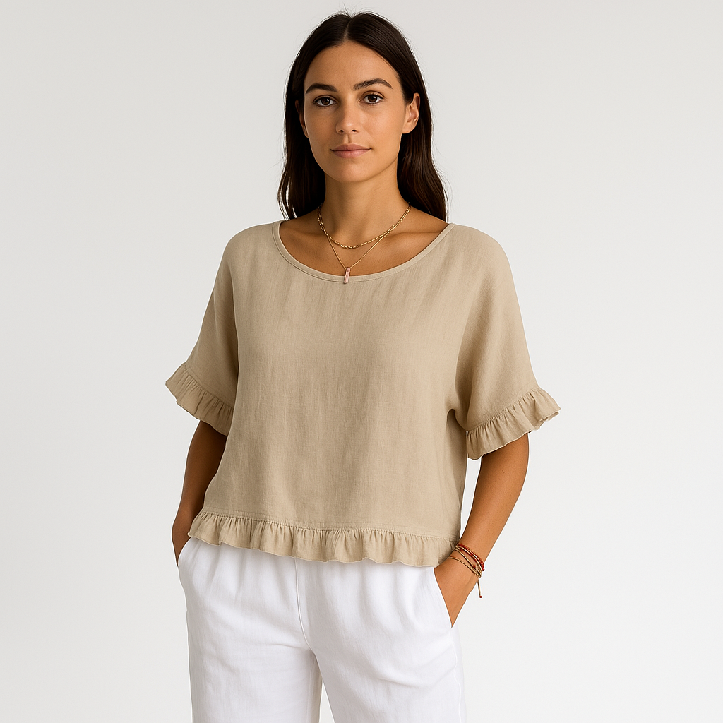Linen Blouse | Beige | Lightweight and Feminine