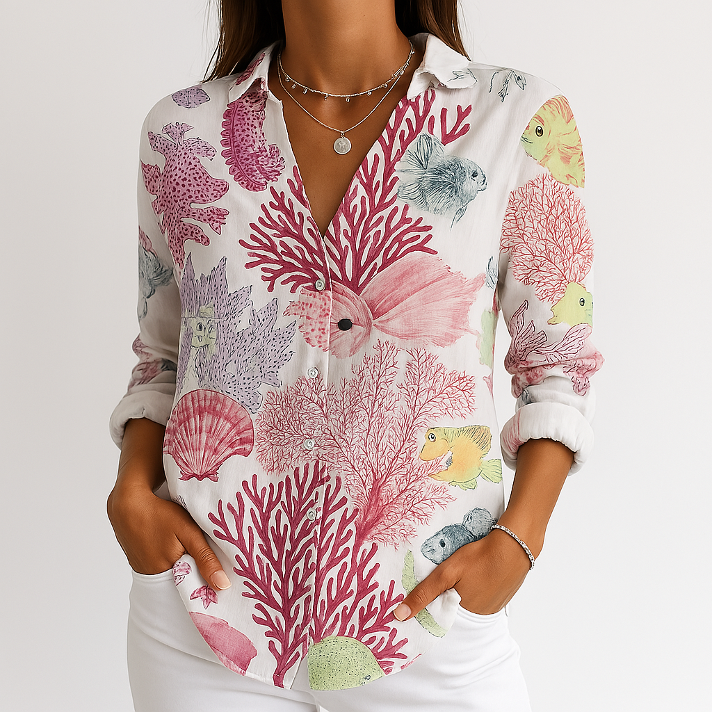 Floral Embroidered Button-Up Shirt | Lightweight Cotton Blend | Subtle Boho Charm