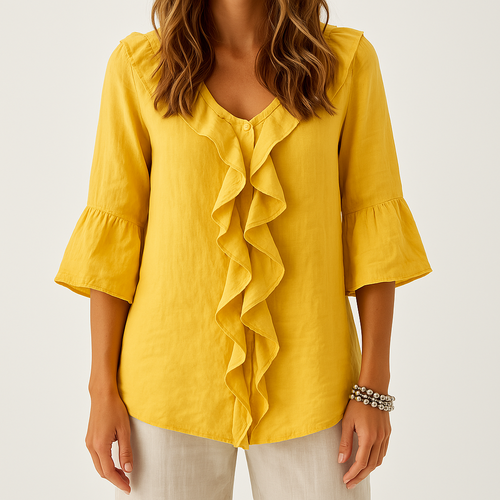Ruffled Linen Blouse | Timeless Elegance