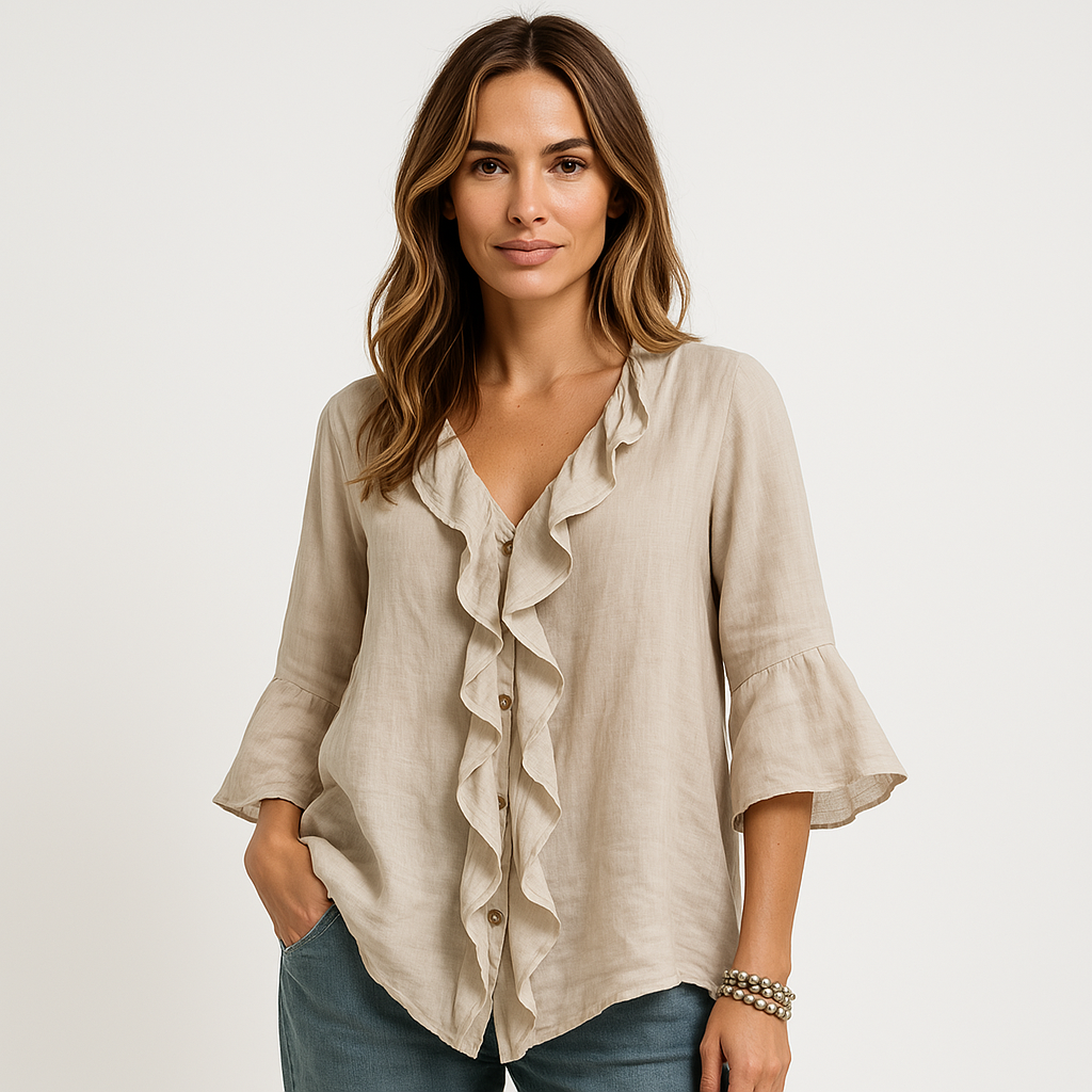 Ruffled Linen Blouse | Timeless Elegance