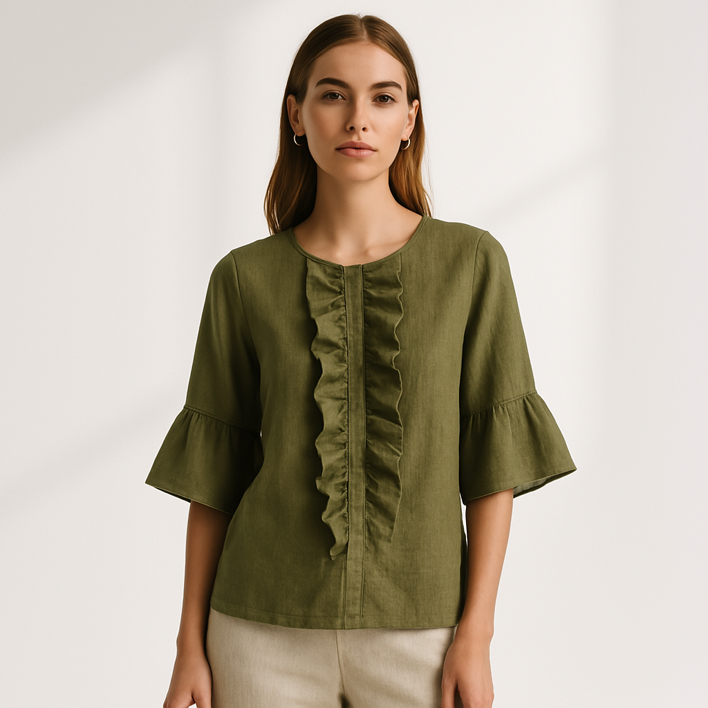 Ruffled Linen Blouse | Timeless Elegance