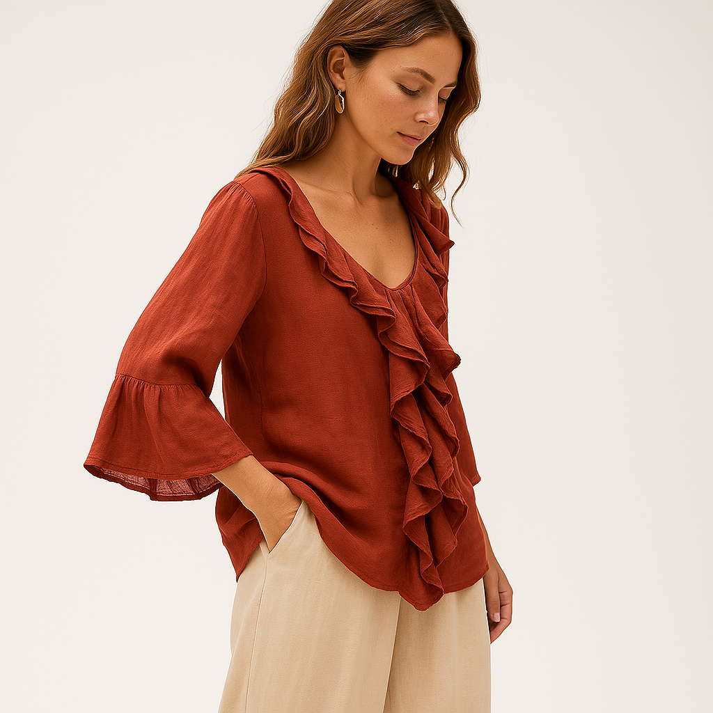 Ruffled Linen Blouse | Timeless Elegance