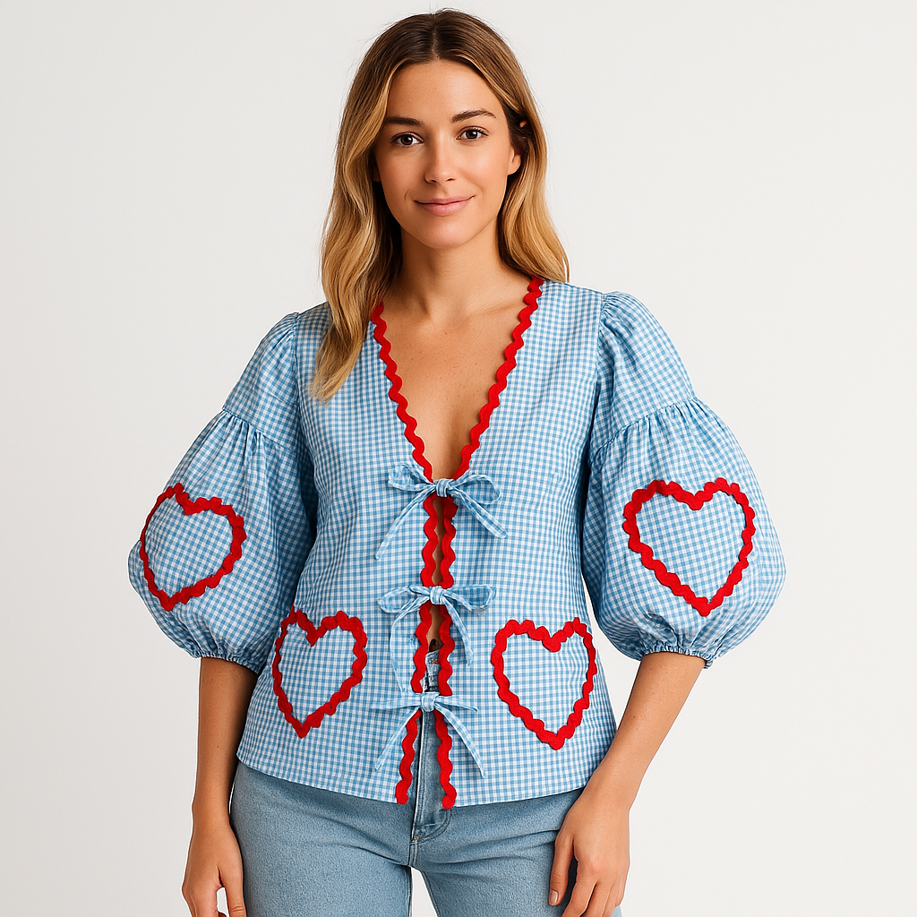Pink Gingham Tie-Front Blouse | Playful Vintage Charm