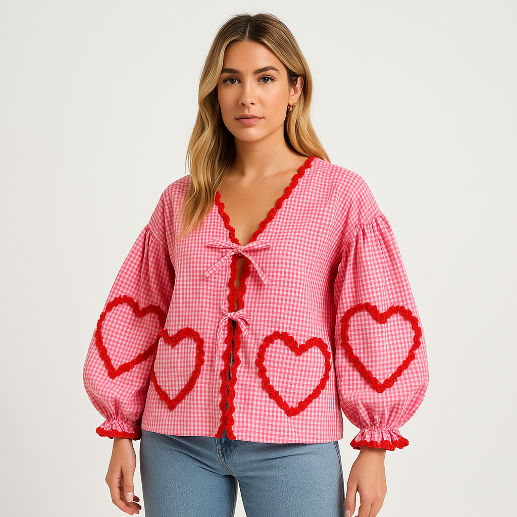 Pink Gingham Tie-Front Blouse | Playful Vintage Charm
