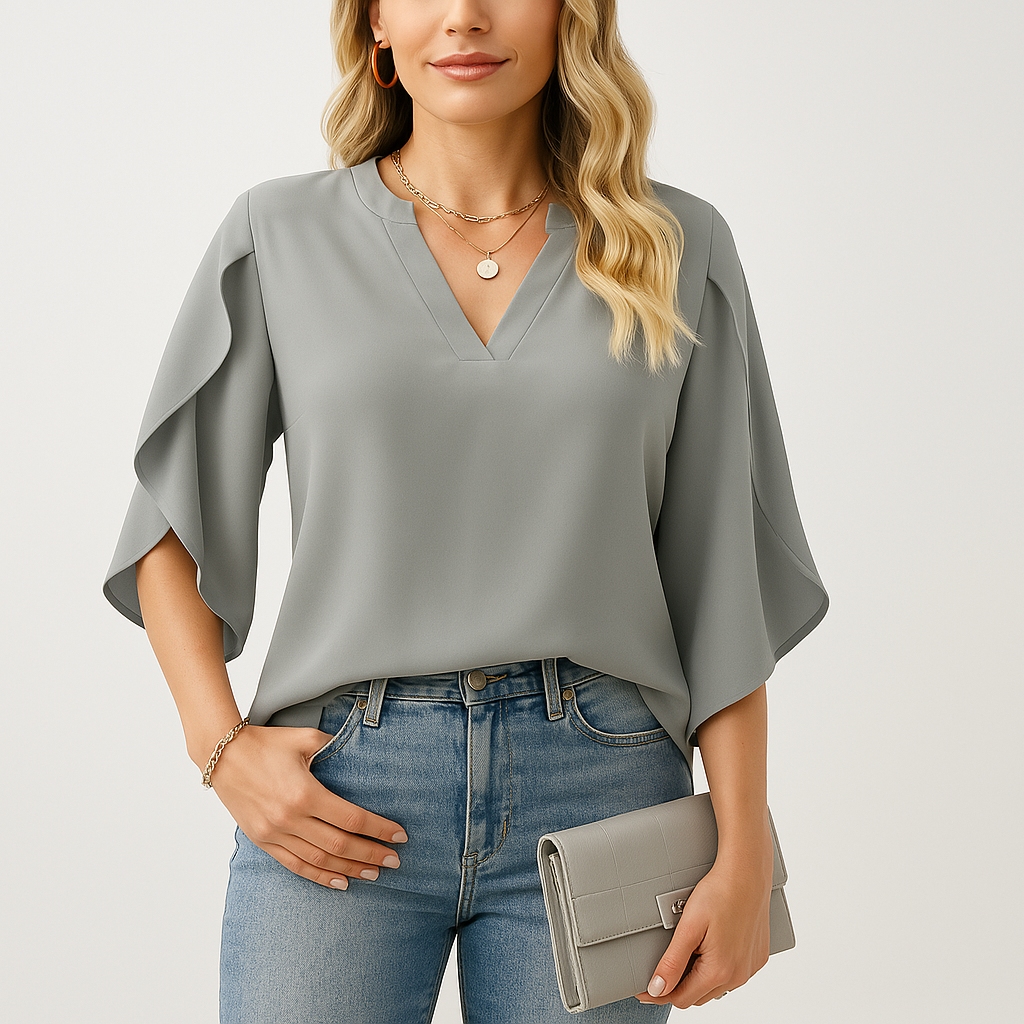 Flutter Sleeve Blouse | Flowing Polyester | Effortless Elegance