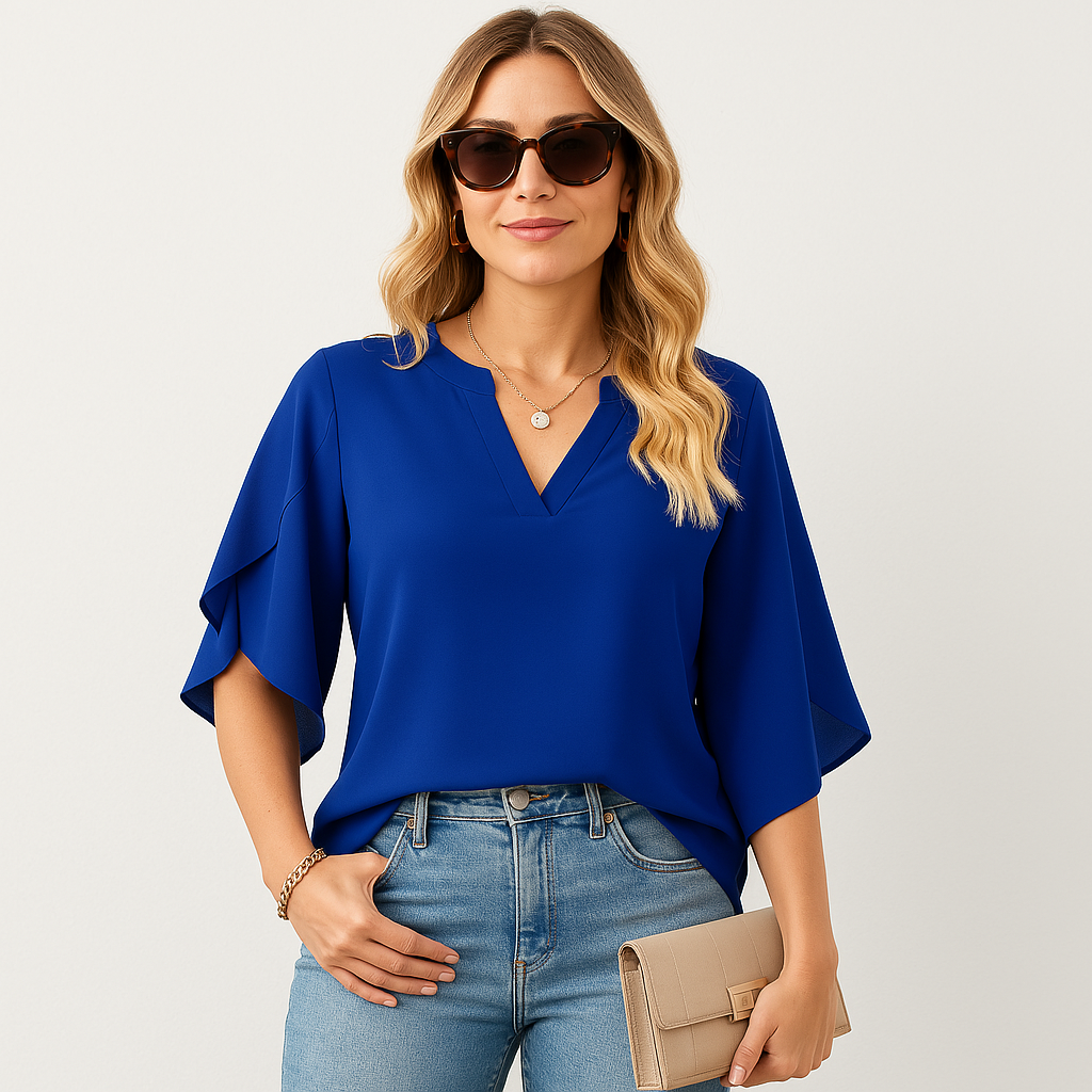 Flutter Sleeve Blouse | Flowing Polyester | Effortless Elegance