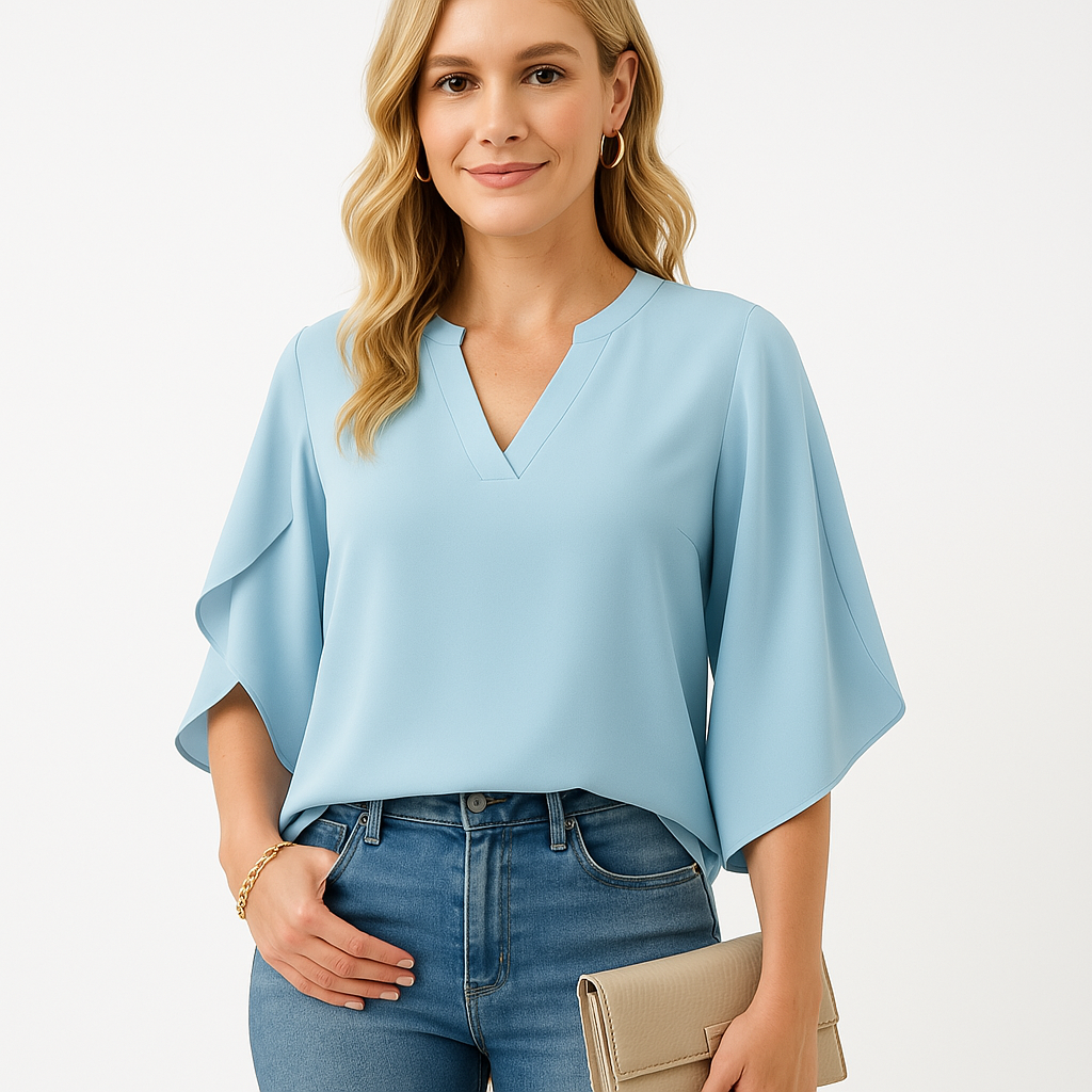 Flutter Sleeve Blouse | Flowing Polyester | Effortless Elegance