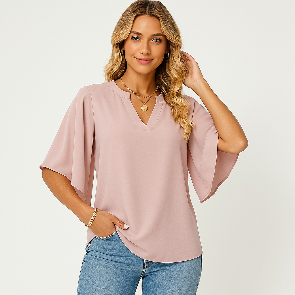 Flutter Sleeve Blouse | Flowing Polyester | Effortless Elegance