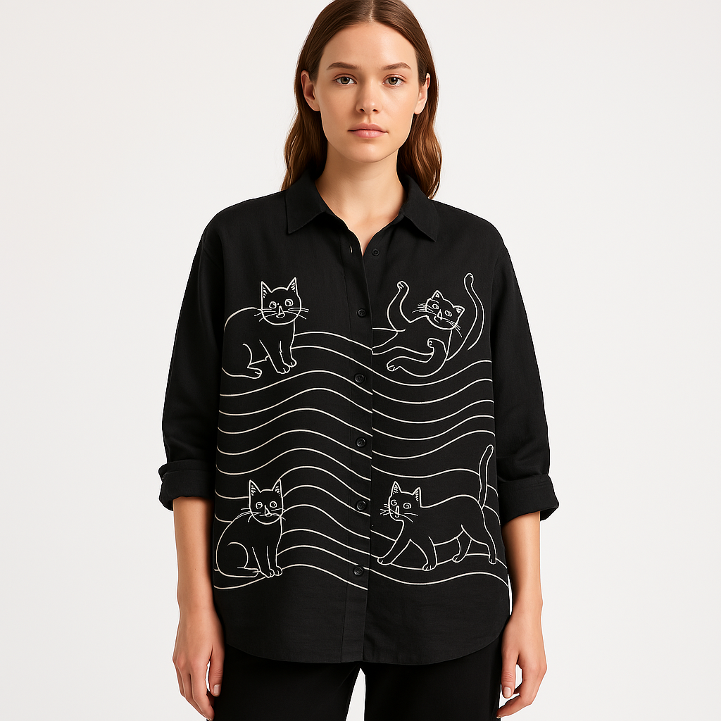 Linen Shirt | Artistic Print | Playful and Breathable