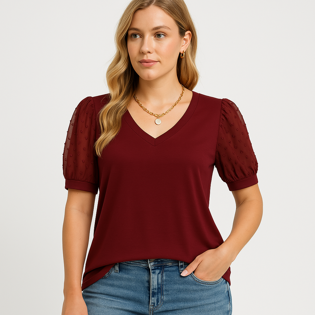 Puff Sleeve Blouse | Sheer Mesh | Feminine and Chic