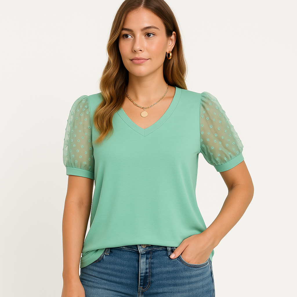 Puff Sleeve Blouse | Sheer Mesh | Feminine and Chic