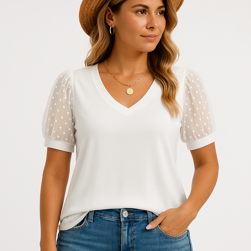 Puff Sleeve Blouse | Sheer Mesh | Feminine and Chic