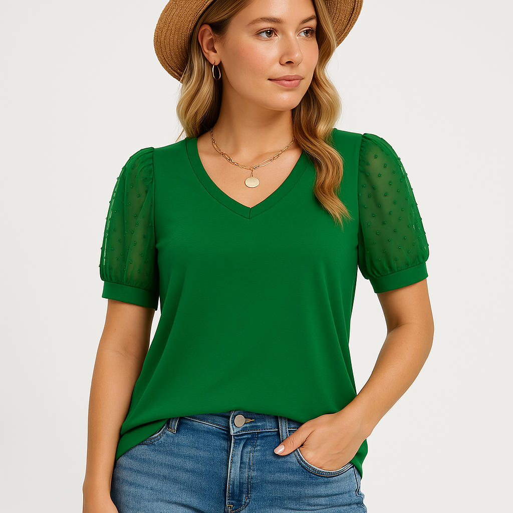 Puff Sleeve Blouse | Sheer Mesh | Feminine and Chic