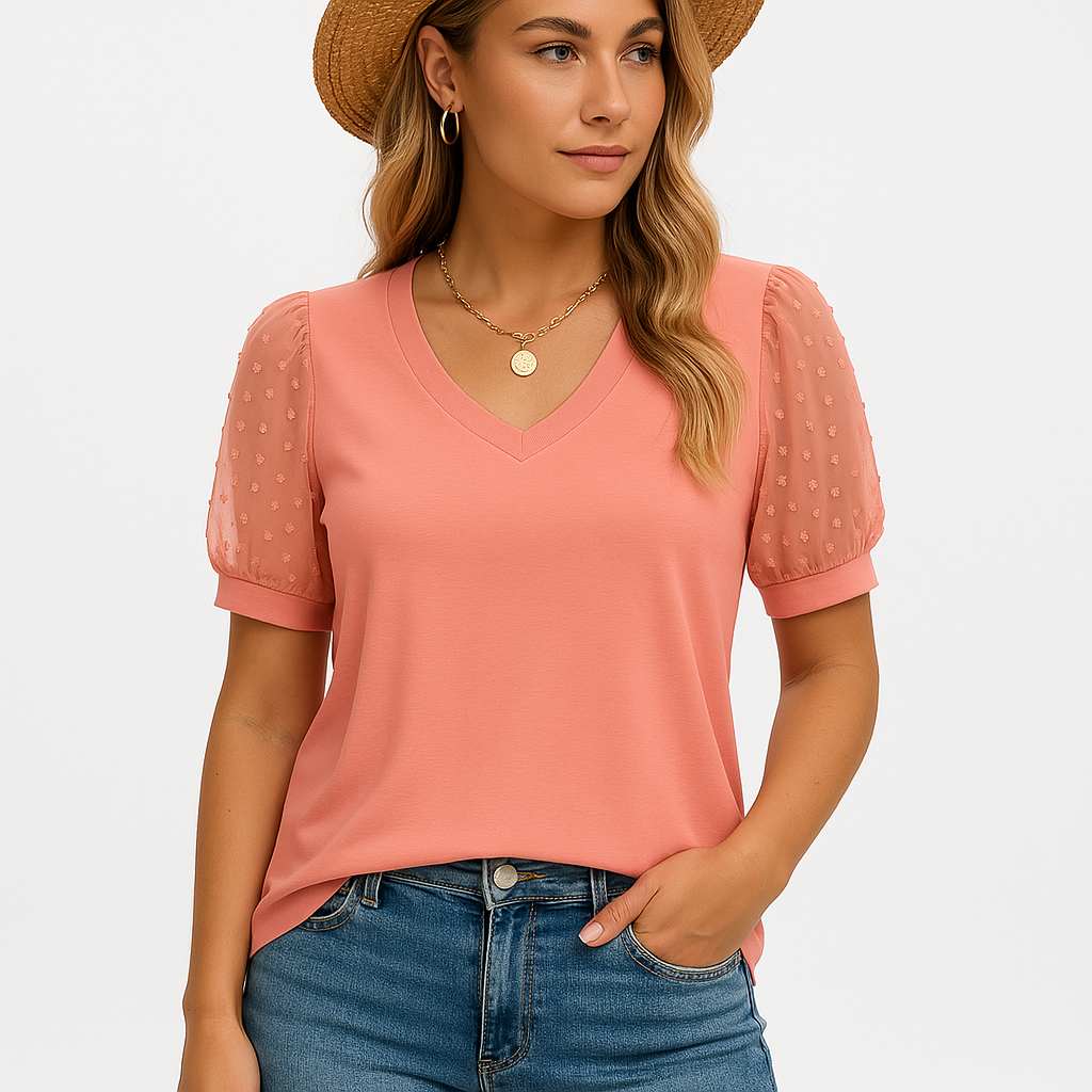 Puff Sleeve Blouse | Sheer Mesh | Feminine and Chic