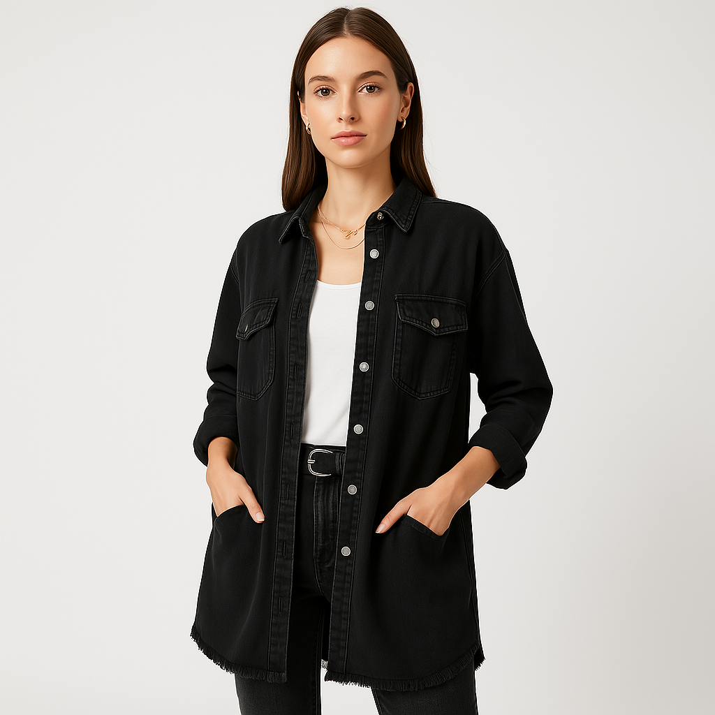 Oversized Denim Shirt | Cotton Denim | Casual and Versatile