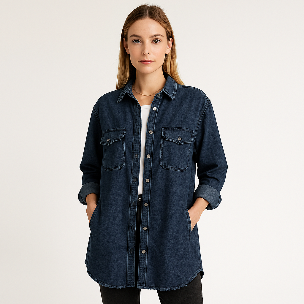 Oversized Denim Shirt | Cotton Denim | Casual and Versatile