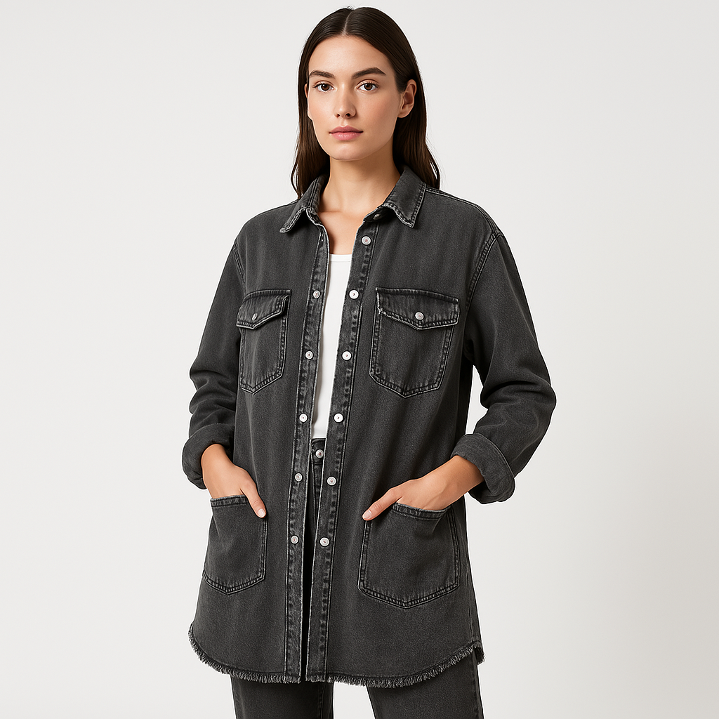 Oversized Denim Shirt | Cotton Denim | Casual and Versatile
