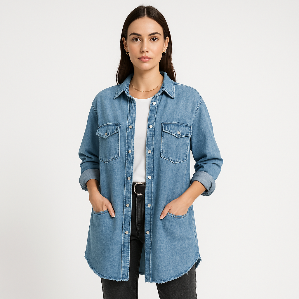 Oversized Denim Shirt | Cotton Denim | Casual and Versatile