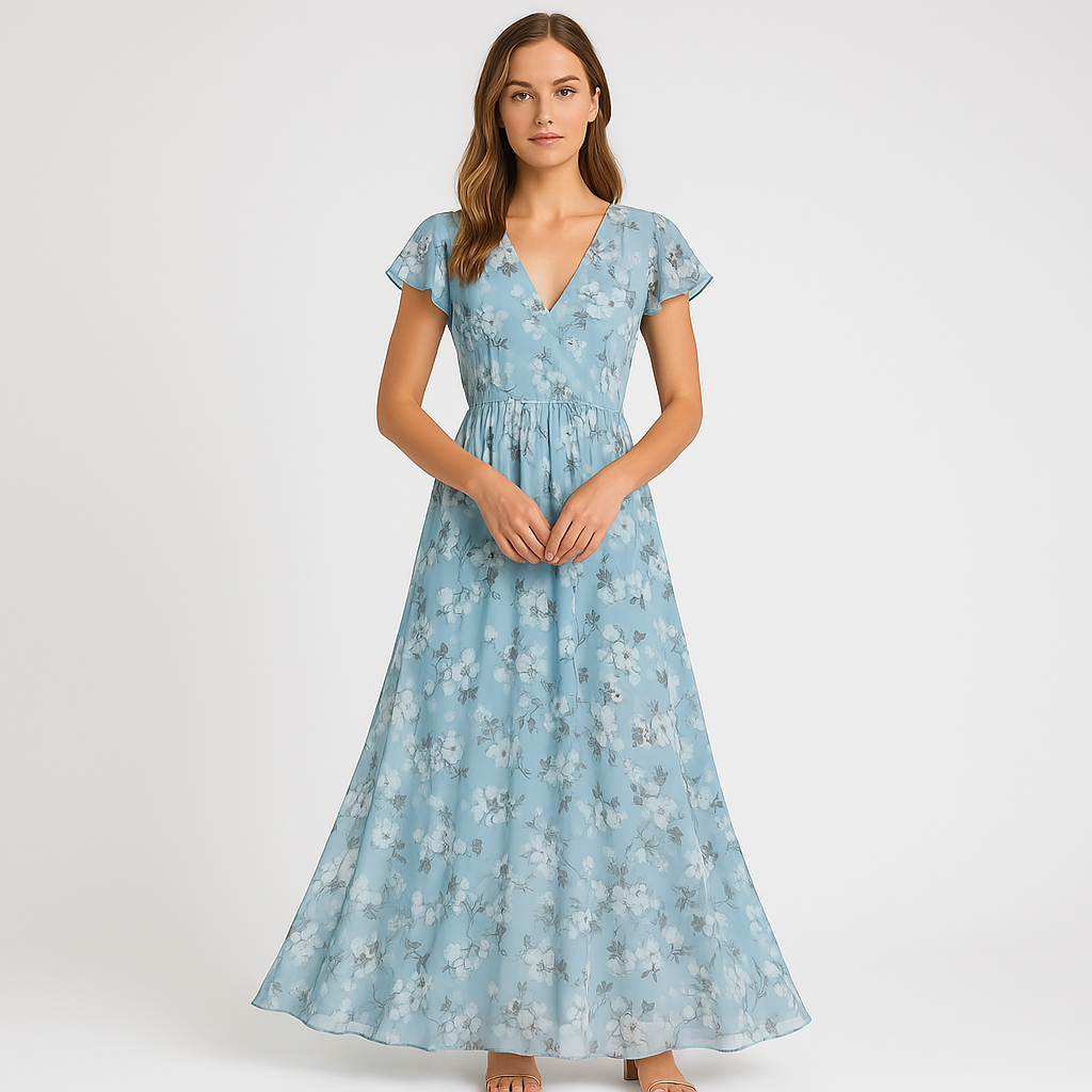Floral Maxi Dress | Peach | Lightweight and Elegant