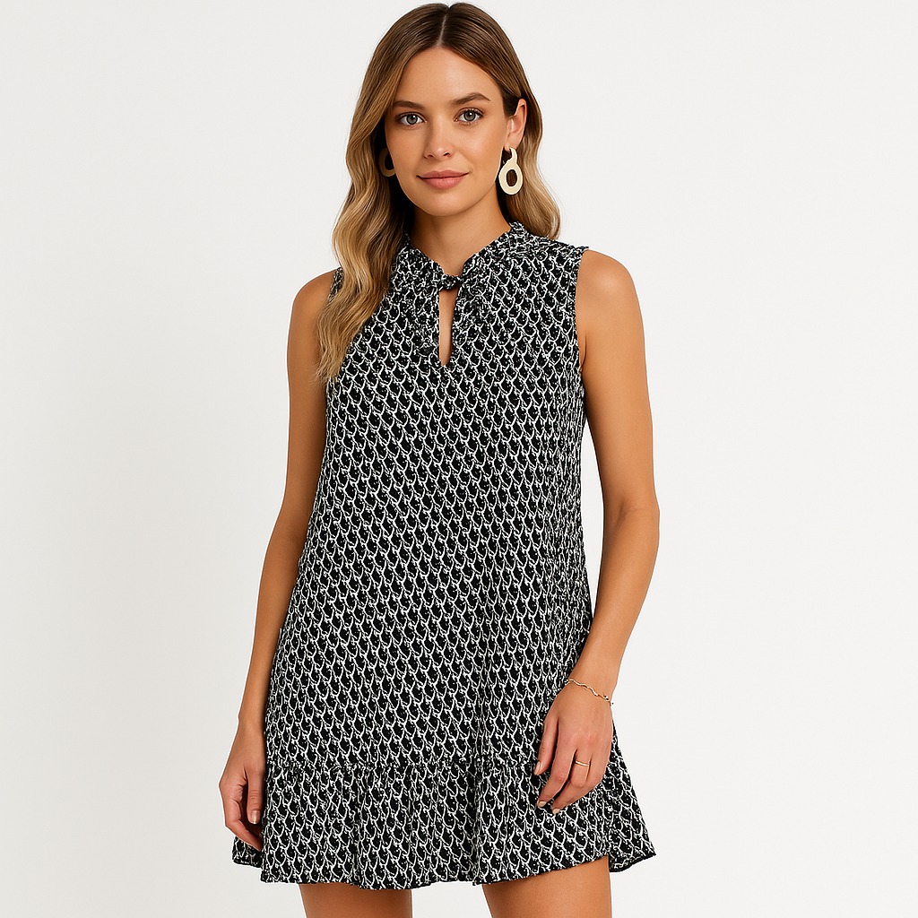 Sleeveless Geometric Dress | Lightweight | Relaxed Fit and Chic
