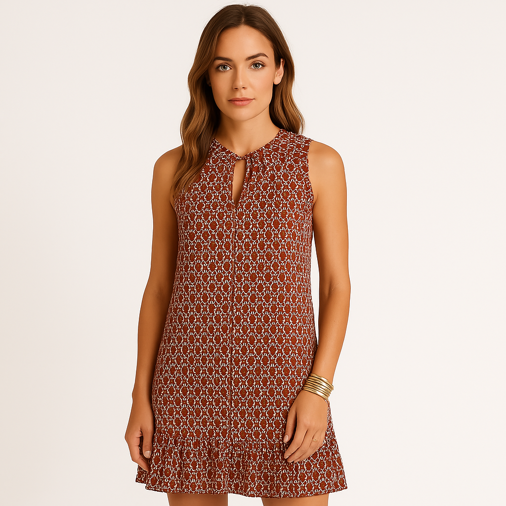 Sleeveless Geometric Dress | Lightweight | Relaxed Fit and Chic