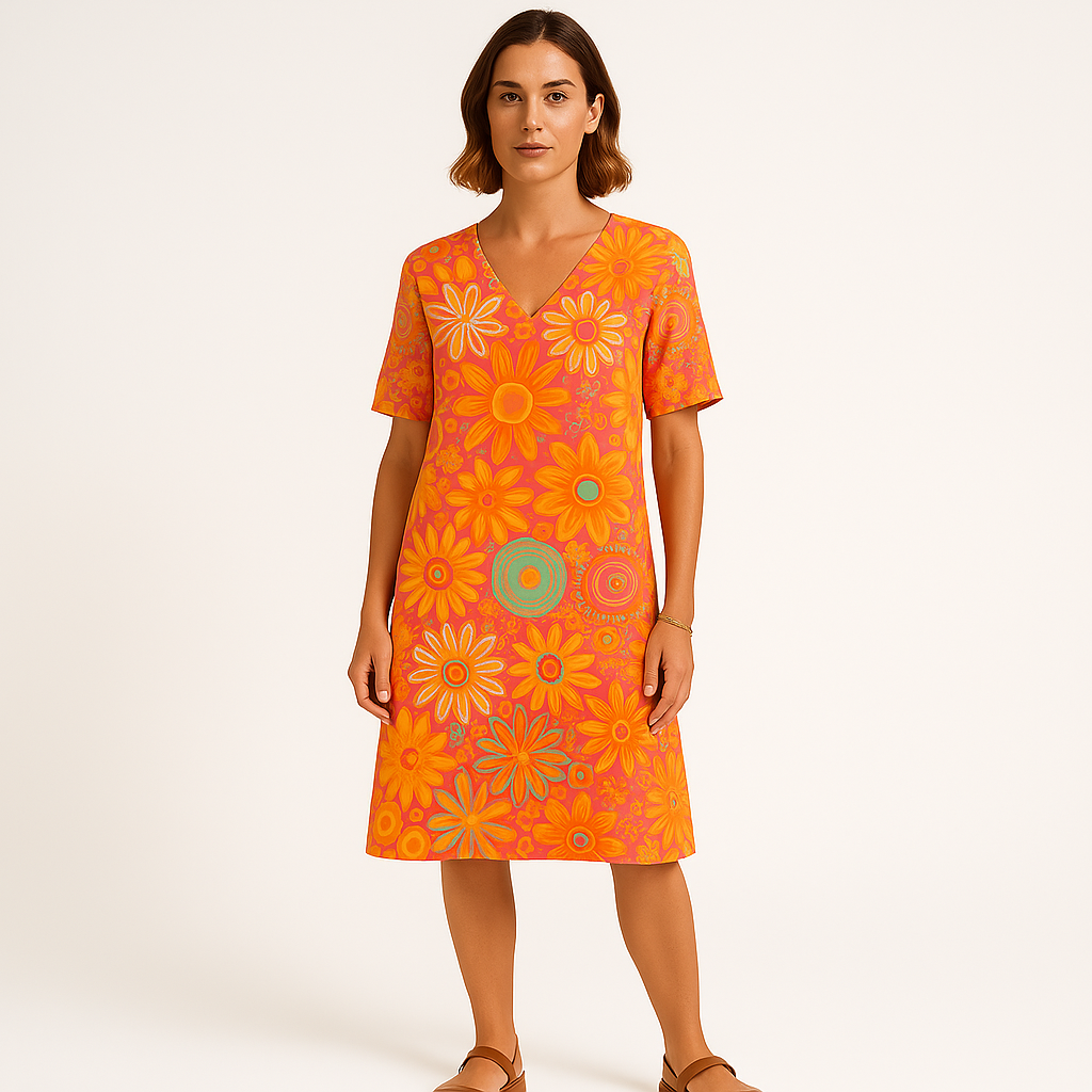 Bright Floral Tunic Dress | Lightweight | Vibrant and Comfortable