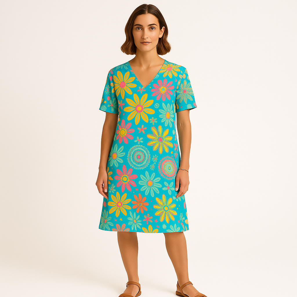 Bright Floral Tunic Dress | Lightweight | Vibrant and Comfortable