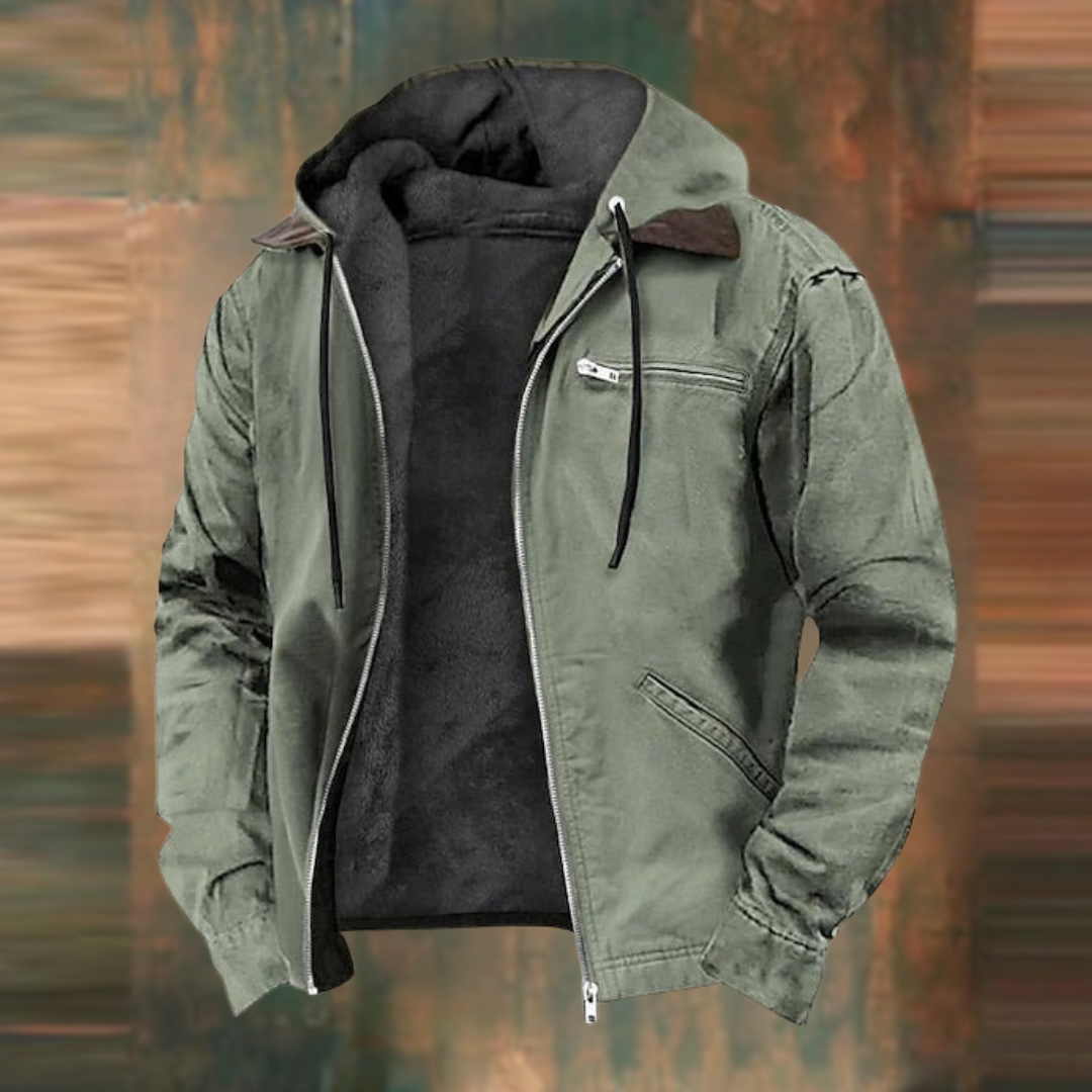Fleece-Lined Hooded Jacket | Warm & Durable | Casual Outdoor Wear