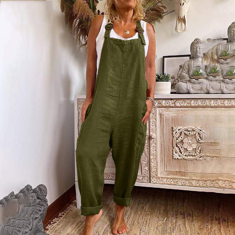 Loose-Fit Linen Overalls | Adjustable Straps | Relaxed and Comfortable