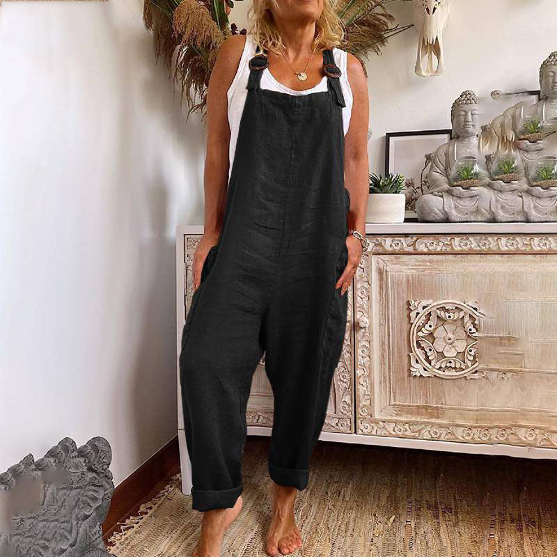 Loose-Fit Linen Overalls | Adjustable Straps | Relaxed and Comfortable