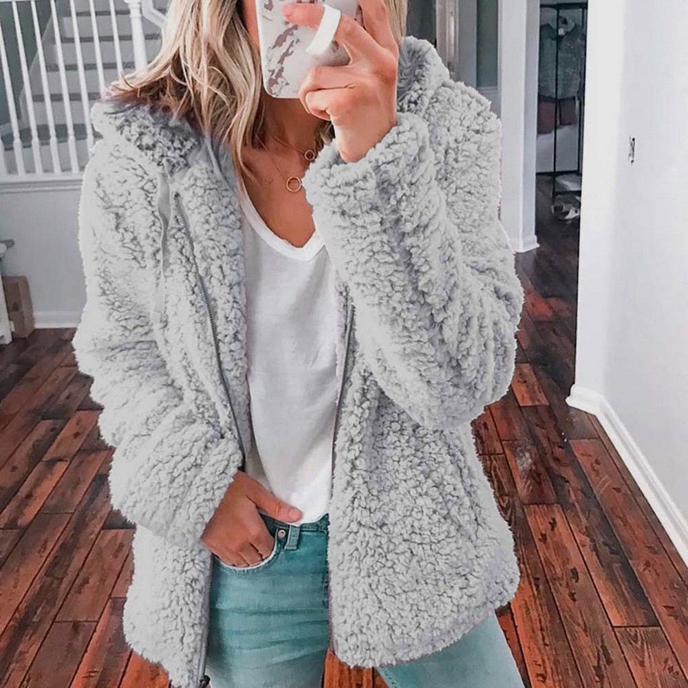 Plush Faux-Fur Jacket | Hooded & Cozy | Soft Winter Essential