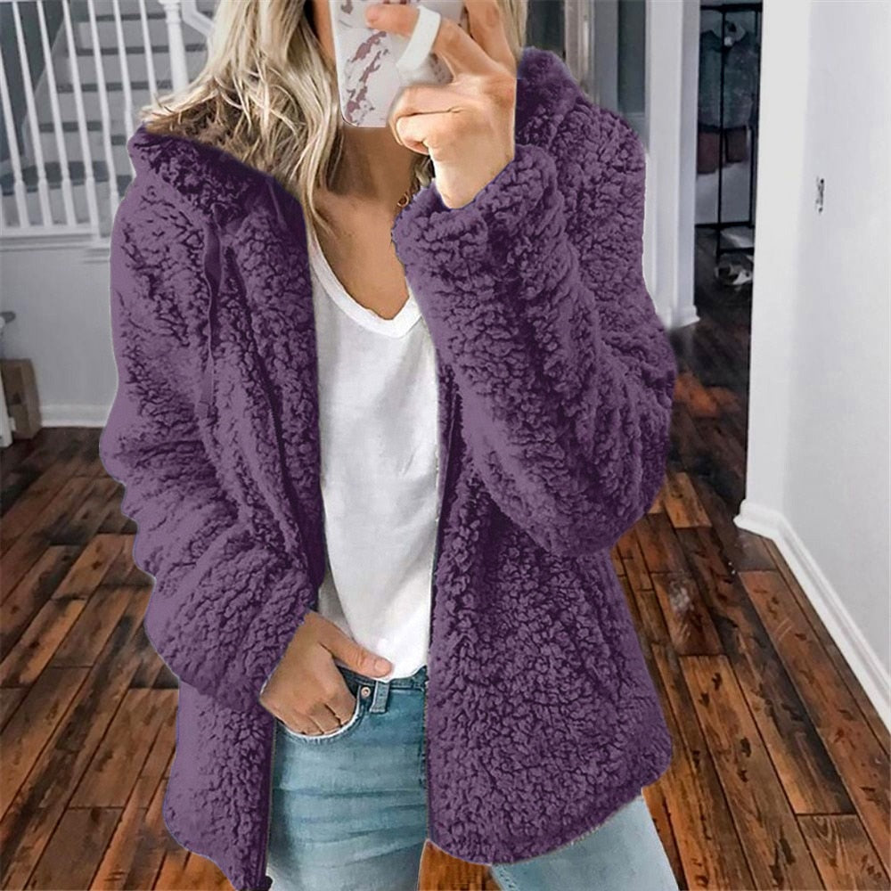 Plush Faux-Fur Jacket | Hooded & Cozy | Soft Winter Essential