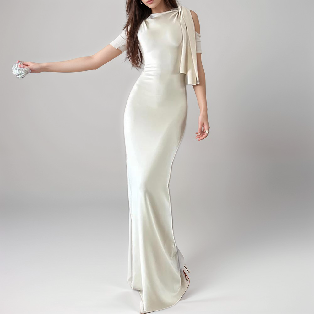 Elegant Evening Gown | One-Shoulder Draped | Timeless & Sophisticated
