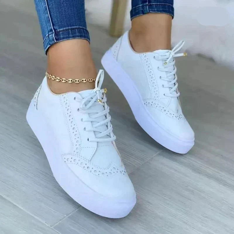 Brown Brogue-Style Platform Sneakers | Faux Suede | Classic and Trendy