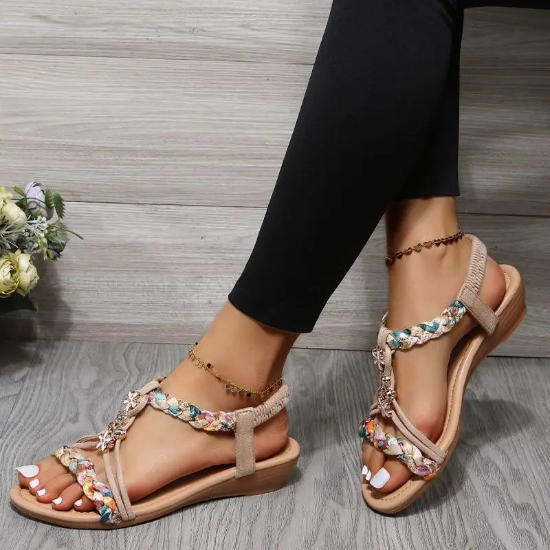 Braided Floral Sandals | Multicolored | Stylish and Comfortable