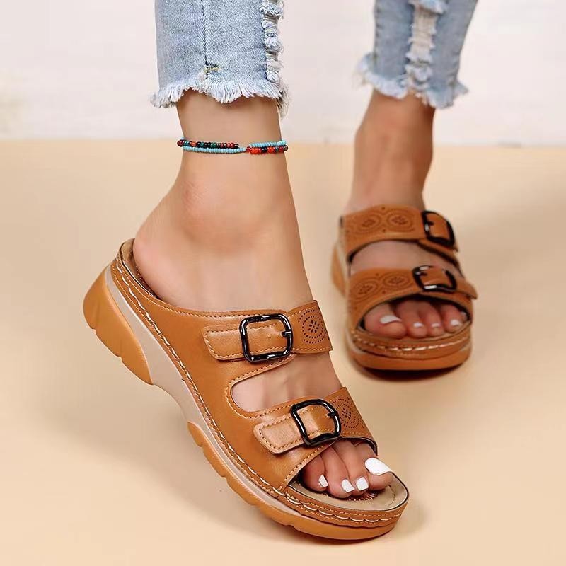Double-Strap Buckle Sandals | Comfortable & Stylish | Casual Summer Footwear