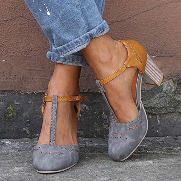 Vintage T-Strap Heels | Two-Tone | Comfortable & Stylish