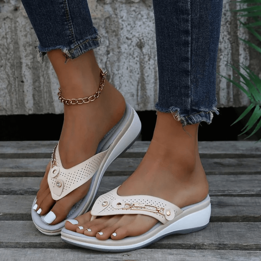 Wedge Flip-Flops | PU Leather | Comfortable & Stylish