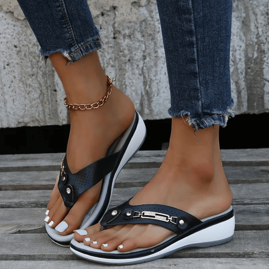 Wedge Flip-Flops | PU Leather | Comfortable & Stylish
