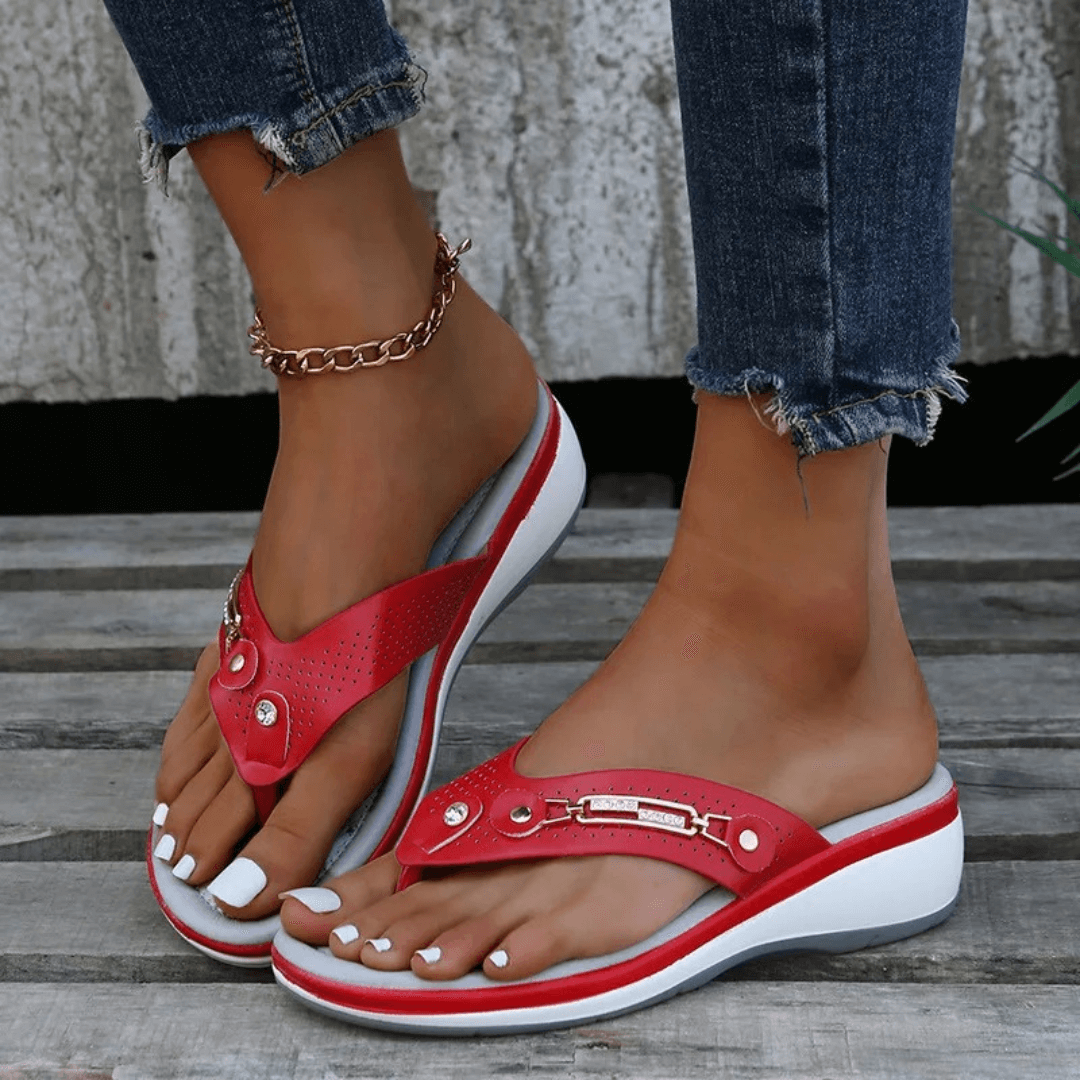 Wedge Flip-Flops | PU Leather | Comfortable & Stylish